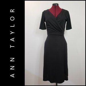 loft ann taylor woman black wrap dress size  4